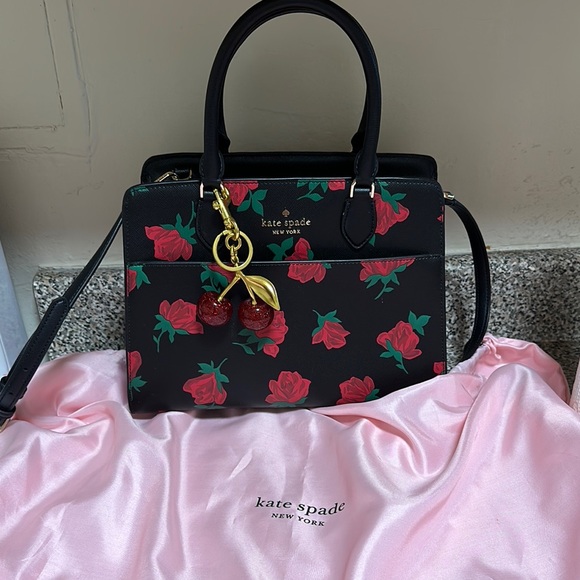kate spade Handbags - Kate Spade Madison Rose Toss Printed Medium Satchel